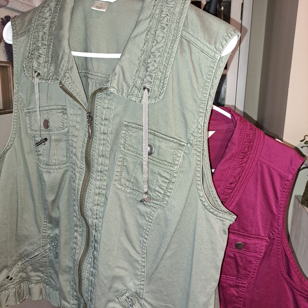 CJ Banks Olive Green Vest